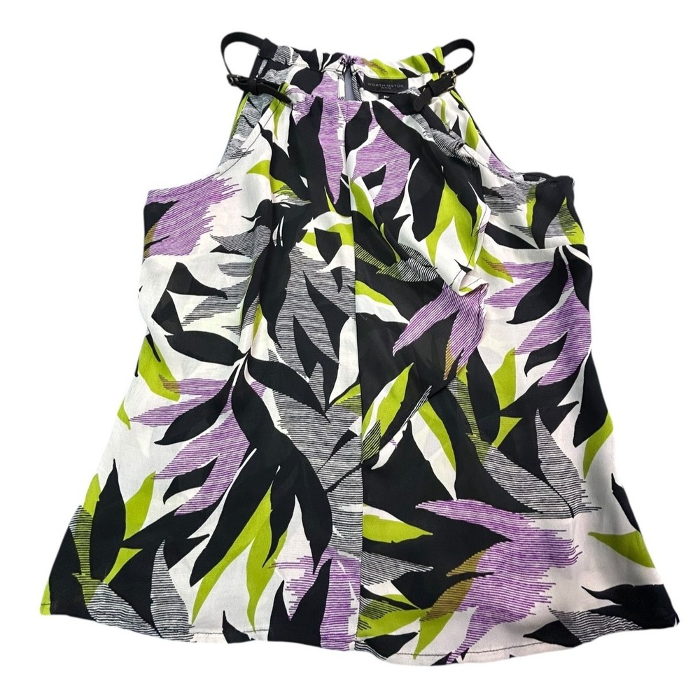 Worthington Petite Blouse Womens Size PM Multicolor Floral Sleeveless Top